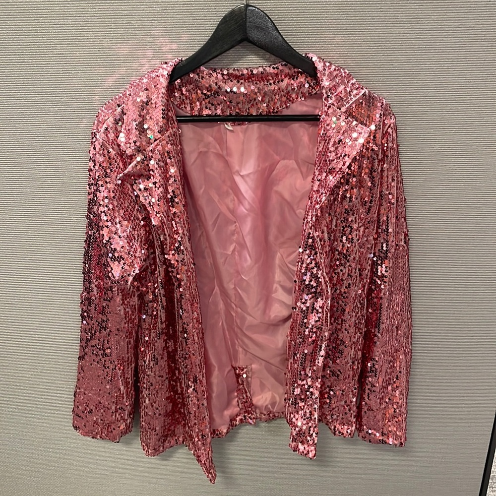 Pink sequin blazer